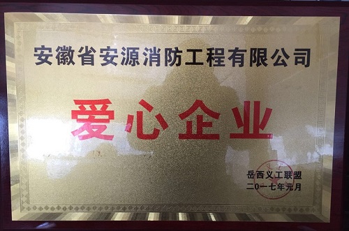 喜获岳西义工联盟颁发“爱心企业”荣誉